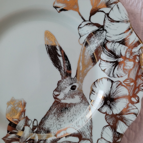 222 5th 🐰 Bunny plate green and gold - Picture 2 of 7